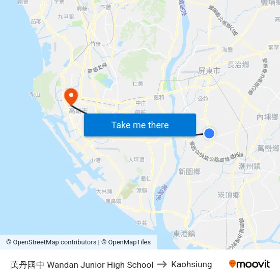 萬丹國中 Wandan Junior High School to Kaohsiung map