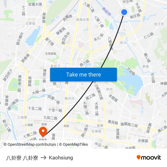 八卦寮 八卦寮 to Kaohsiung map