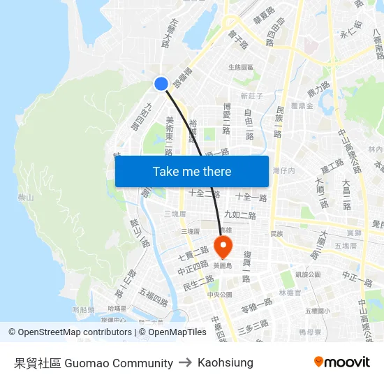 果貿社區 Guomao Community to Kaohsiung map