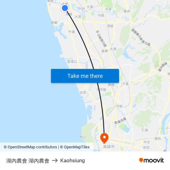 湖內農會 湖內農會 to Kaohsiung map