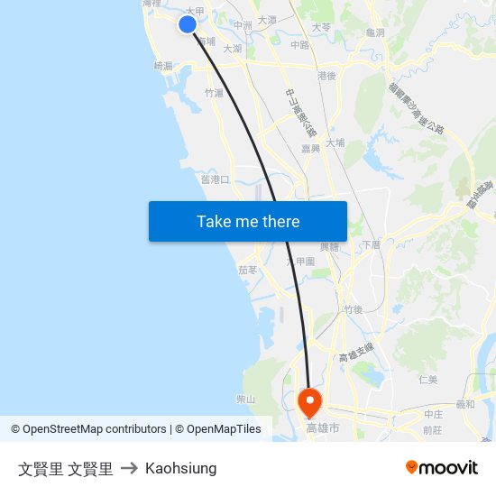 文賢里 文賢里 to Kaohsiung map