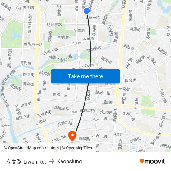立文路 Liwen Rd. to Kaohsiung map