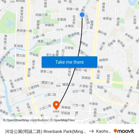 河堤公園(明誠二路) Riverbank Park(Mingcheng 2nd Rd.) to Kaohsiung map