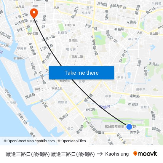 廠邊三路口(飛機路) 廠邊三路口(飛機路) to Kaohsiung map