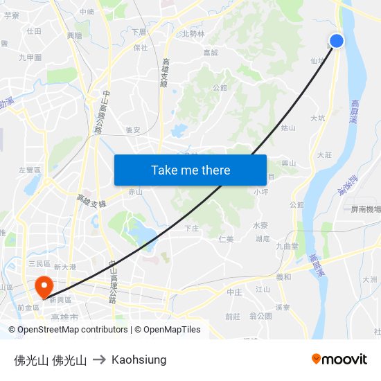 佛光山 佛光山 to Kaohsiung map