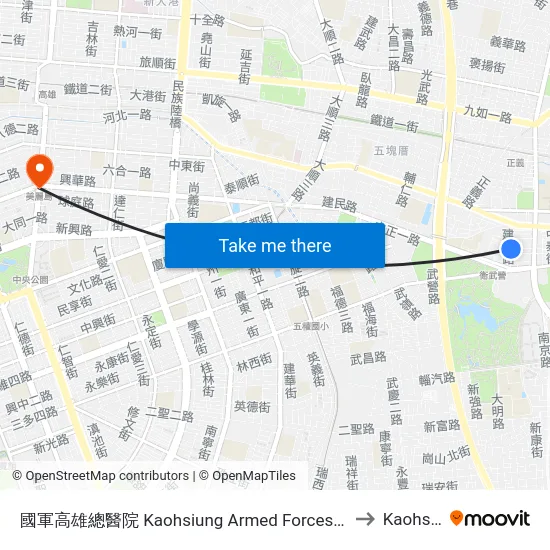國軍高雄總醫院 Kaohsiung Armed Forces General Hospital to Kaohsiung map