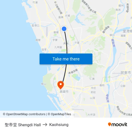 聖帝堂 Shengdi Hall to Kaohsiung map