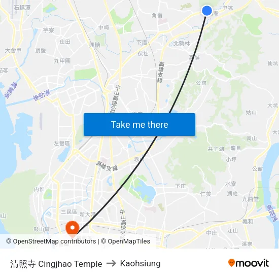 清照寺 Cingjhao Temple to Kaohsiung map
