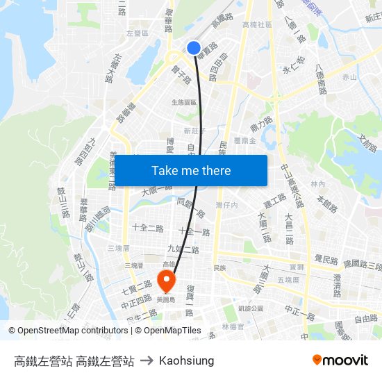 高鐵左營站 高鐵左營站 to Kaohsiung map