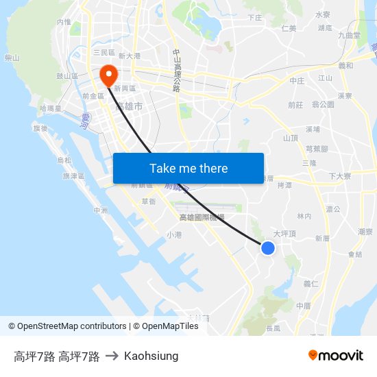 高坪7路 高坪7路 to Kaohsiung map