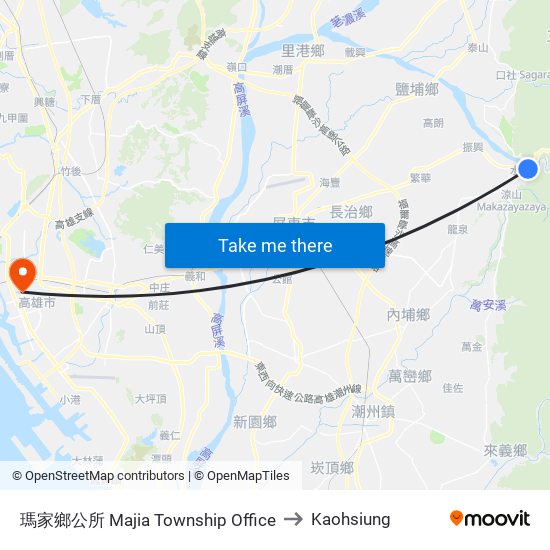 瑪家鄉公所 Majia Township Office to Kaohsiung map