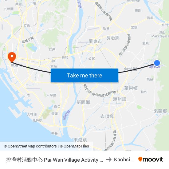 排灣村活動中心 Pai-Wan Village Activity Center to Kaohsiung map