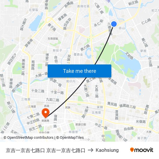 京吉一京吉七路口 京吉一京吉七路口 to Kaohsiung map