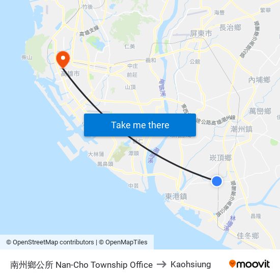 南州鄉公所 Nan-Cho Township Office to Kaohsiung map