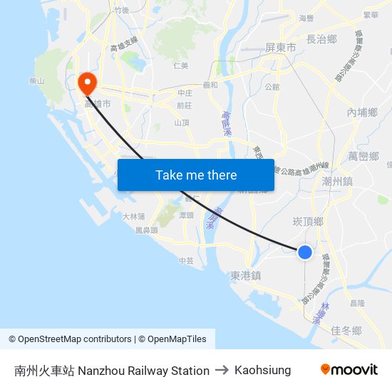 南州火車站 Nanzhou Railway Station to Kaohsiung map