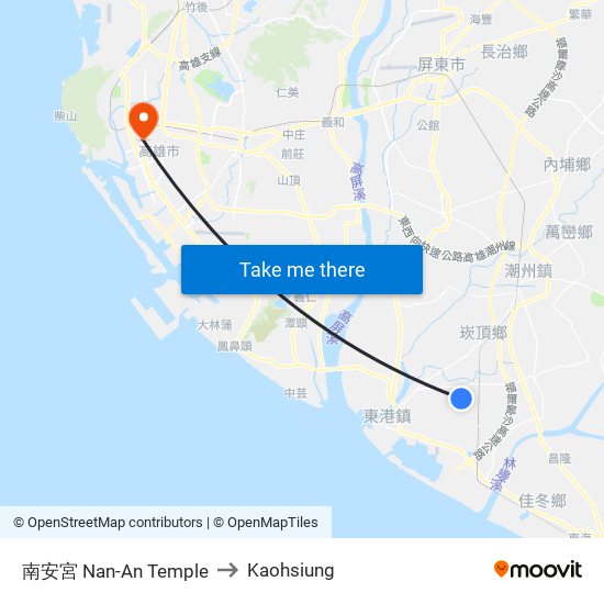 南安宮 Nan-An Temple to Kaohsiung map