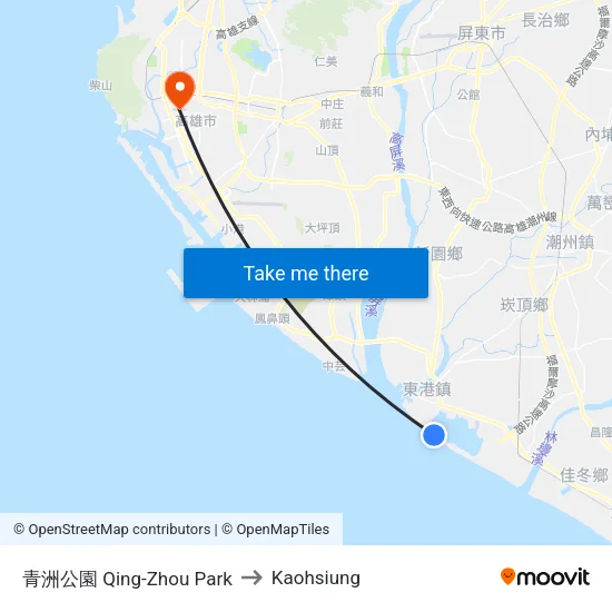 青洲公園 Qing-Zhou Park to Kaohsiung map