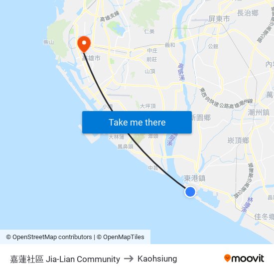 嘉蓮社區 Jia-Lian Community to Kaohsiung map