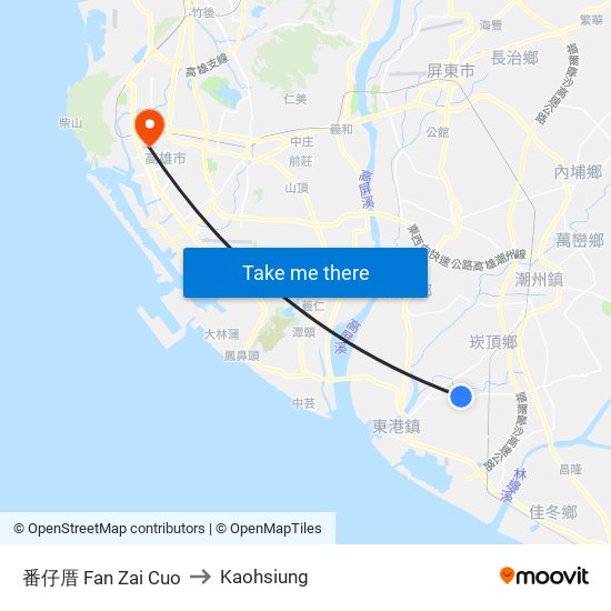 番仔厝 Fan Zai Cuo to Kaohsiung map