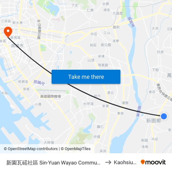 新園瓦磘社區 Sin-Yuan Wayao Community to Kaohsiung map