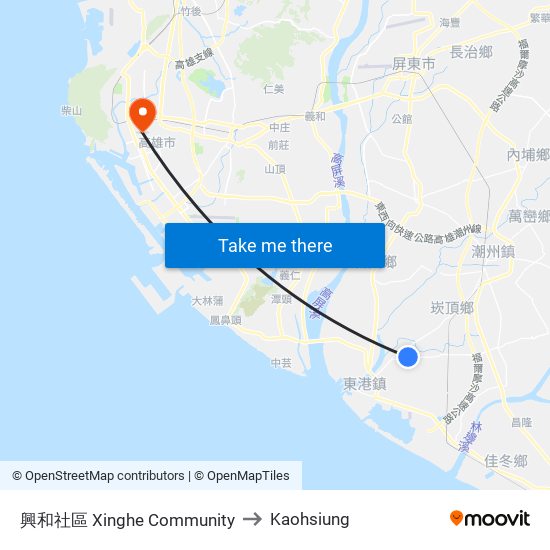 興和社區 Xinghe Community to Kaohsiung map