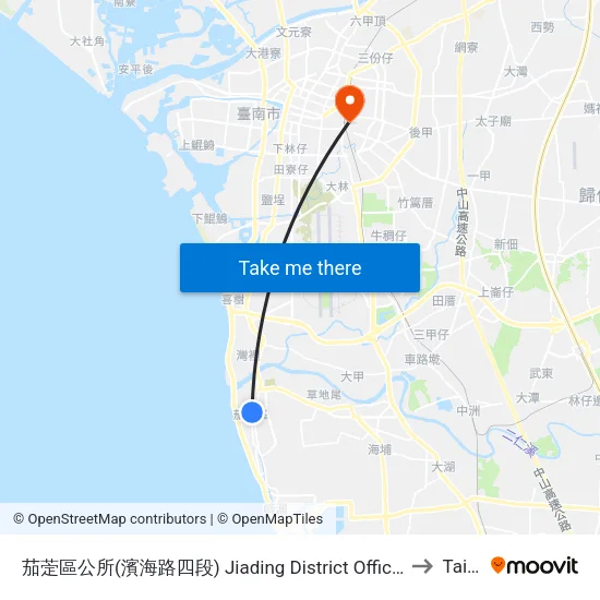 Jiading District Office (Binhai Rd. Sec. 4) to Tainan map