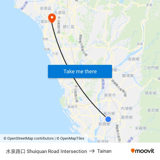 水泉路口 Shuiquan Road Intersection to Tainan map