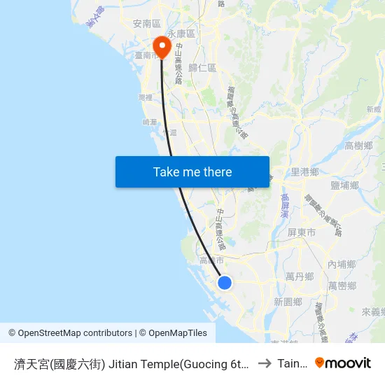 濟天宮(國慶六街) Jitian Temple(Guocing 6the Rd.) to Tainan map