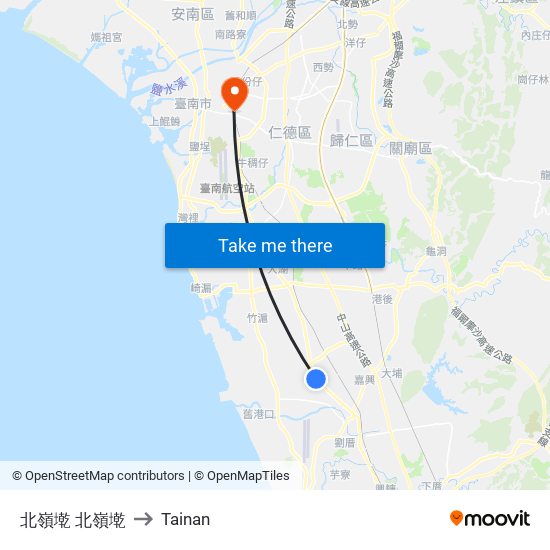 北嶺墘 北嶺墘 to Tainan map