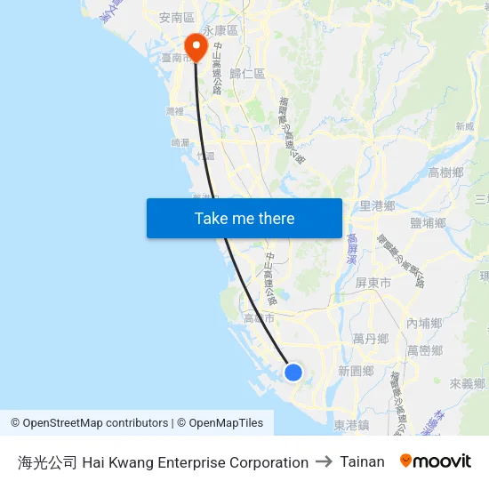 Hai Kwang Enterprise Corporation to Tainan map
