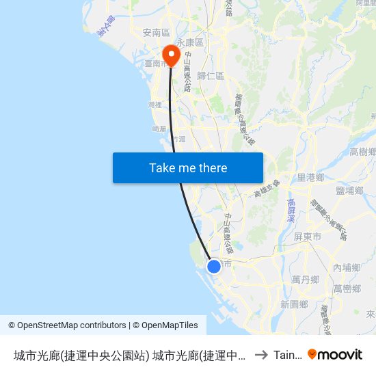 城市光廊(捷運中央公園站) 城市光廊(捷運中央公園站) to Tainan map