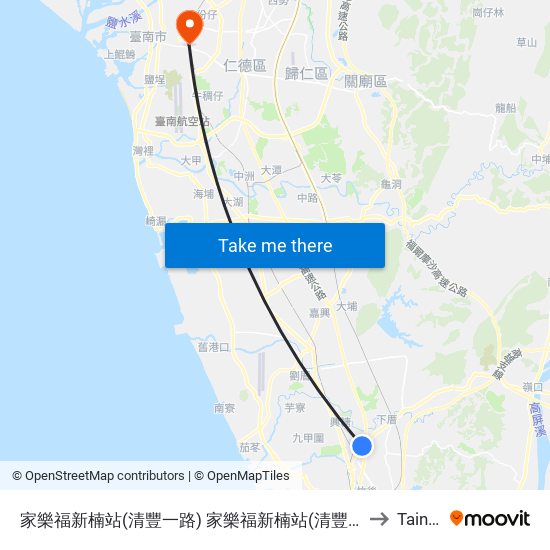 家樂福新楠站(清豐一路) 家樂福新楠站(清豐一路) to Tainan map