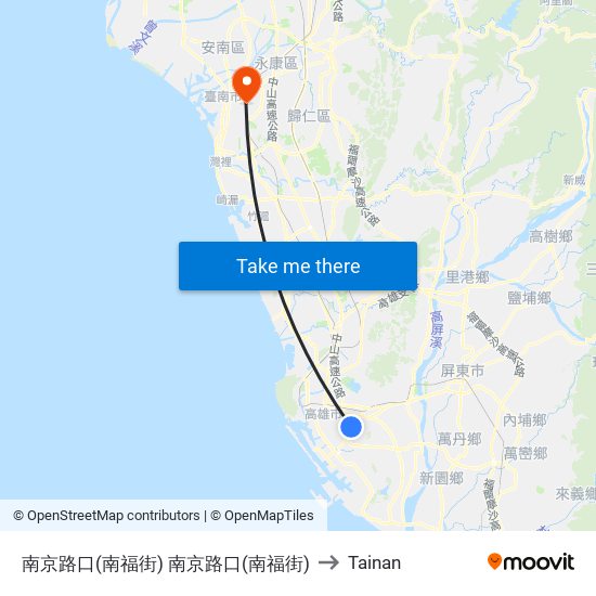 南京路口(南福街) 南京路口(南福街) to Tainan map