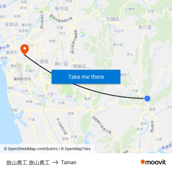 旗山農工 旗山農工 to Tainan map