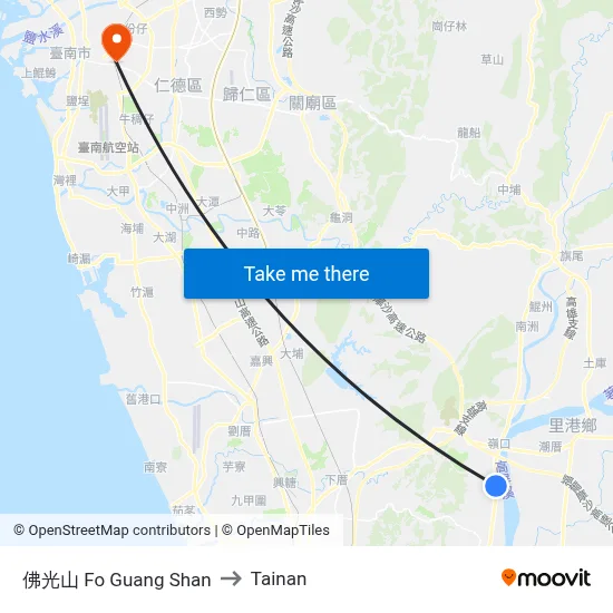 Fo Guang Shan to Tainan map