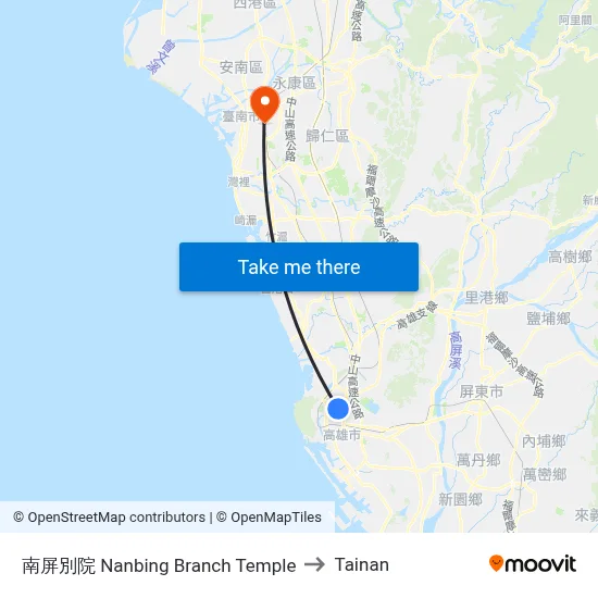 南屏別院 Nanbing Branch Temple to Tainan map