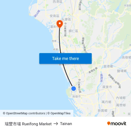 Ruifeng Market to Tainan map