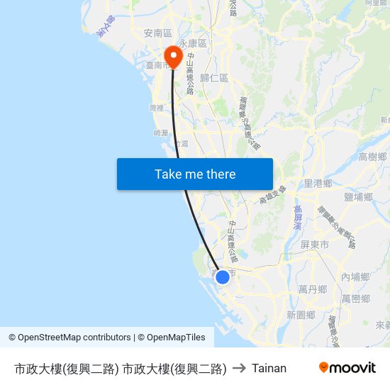 市政大樓(復興二路) 市政大樓(復興二路) to Tainan map