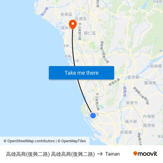 高雄高商(復興二路) 高雄高商(復興二路) to Tainan map