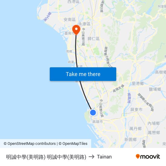 明誠中學(美明路) 明誠中學(美明路) to Tainan map