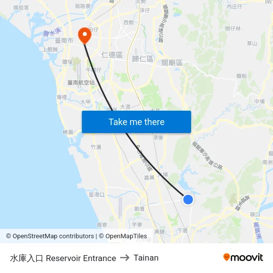 Reservoir Entrance to Tainan map
