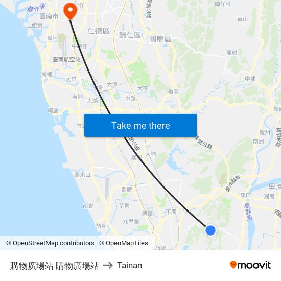 購物廣場站 購物廣場站 to Tainan map