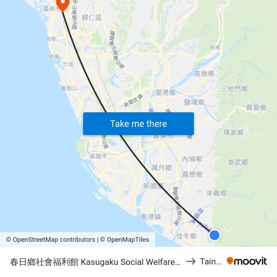 春日鄉社會福利館 Kasugaku Social Welfare Center to Tainan map