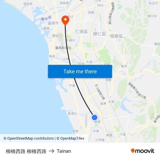 柳橋西路 柳橋西路 to Tainan map