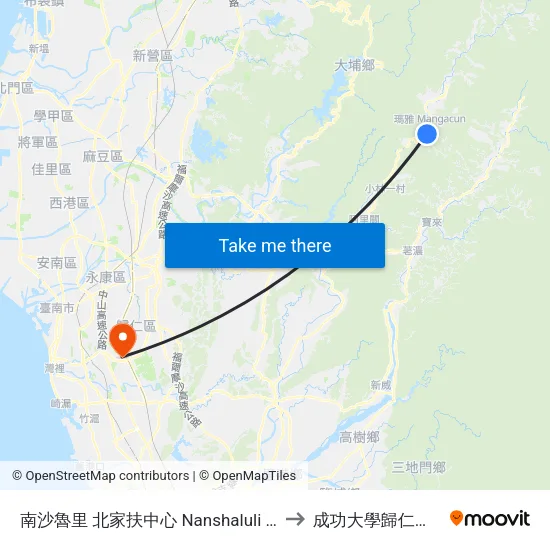 南沙魯里 北家扶中心 Nanshaluli Ccf to 成功大學歸仁校區 map