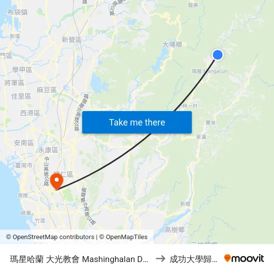 瑪星哈蘭 大光教會 Mashinghalan Daguang Church to 成功大學歸仁校區 map