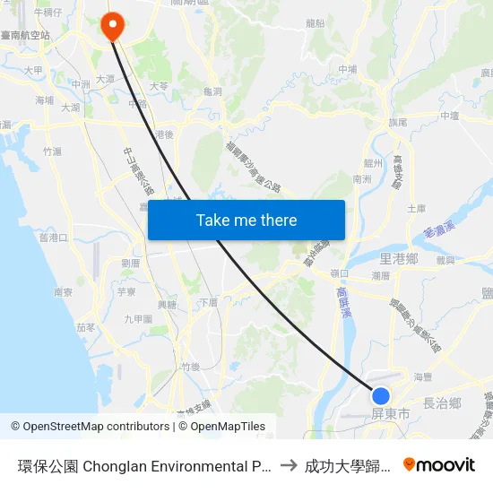 環保公園 Chonglan Environmental Protection Park to 成功大學歸仁校區 map
