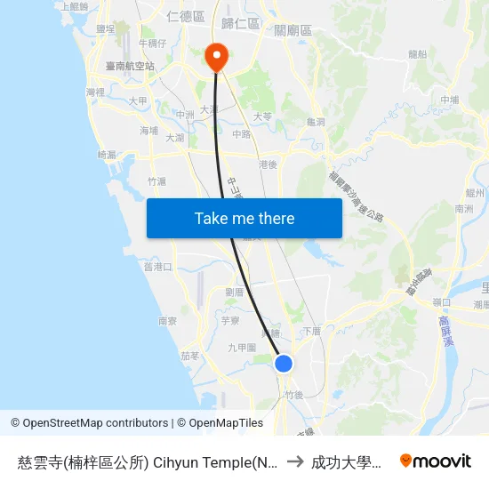 慈雲寺(楠梓區公所) Cihyun Temple(Nanzih District Office) to 成功大學歸仁校區 map