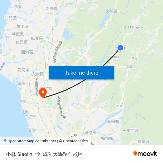小林 Siaolin to 成功大學歸仁校區 map