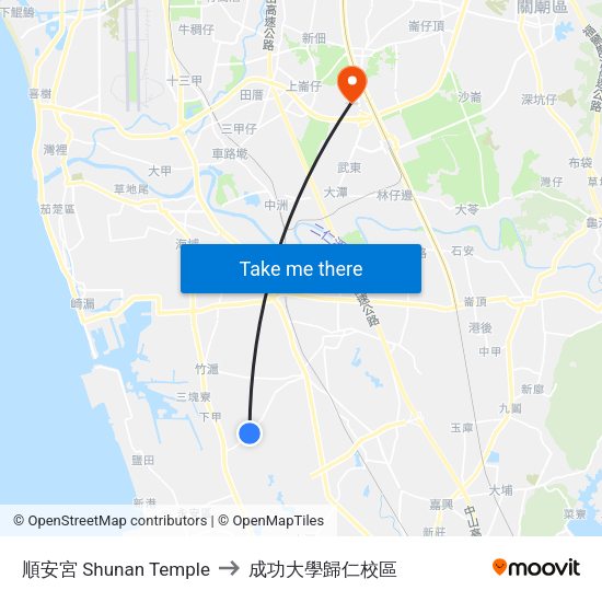 順安宮 Shunan Temple to 成功大學歸仁校區 map